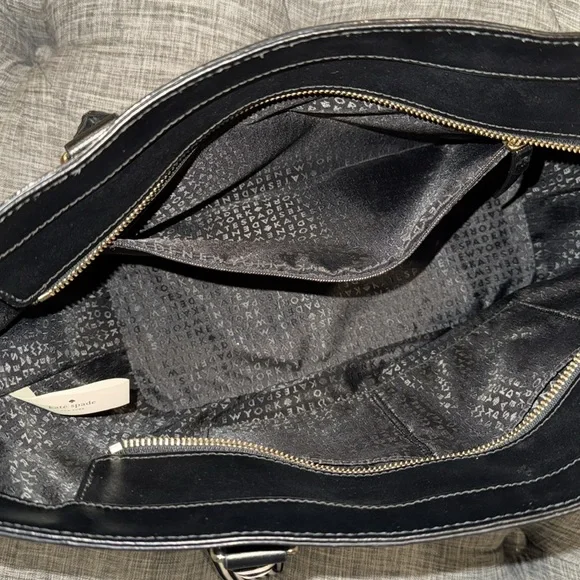 Kate Spade Bag Vegan Leather Black and White Checker Geometric Tote - Picture 10 of 17